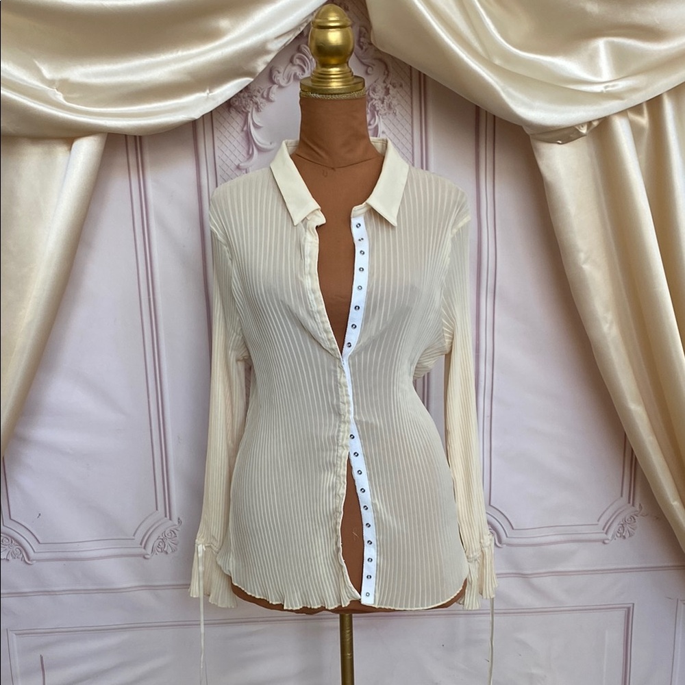 Cream Button-Up Women's Top
